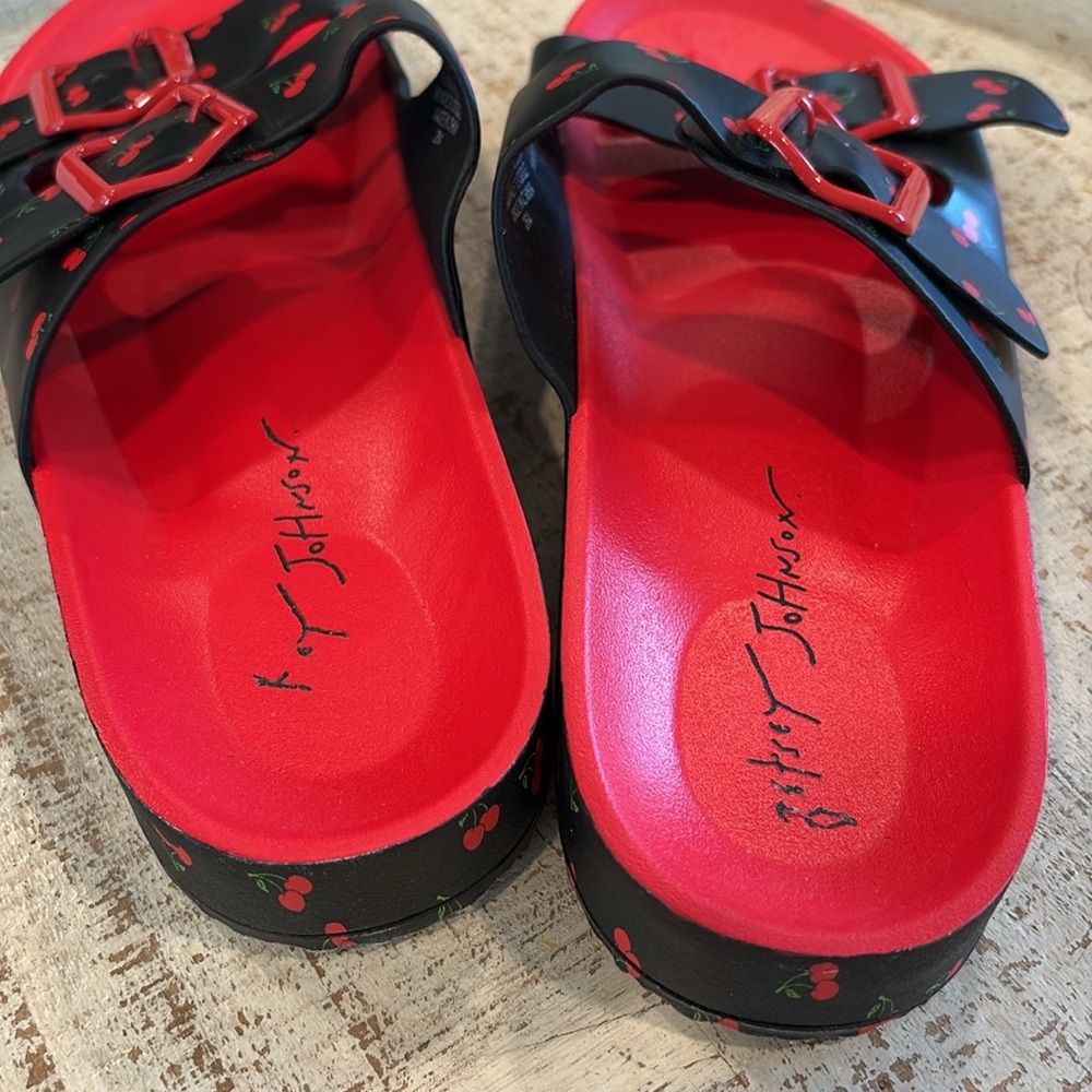 Betsey Johnson Black and Red Cherry Sandals - Picture 3 of 8